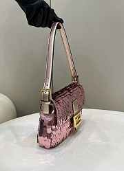 Fendi Medium Baguette Rose Red Satin Bag Size 27 x 13.5 x 6 cm - 5