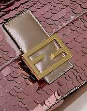 Fendi Medium Baguette Rose Red Satin Bag Size 27 x 13.5 x 6 cm - 3