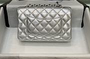 Chanel Silver Flap Bag Lambskin Size 20 cm - 3