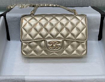 Chanel Gold Flap Bag Lambskin Size 20 cm