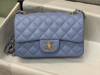 Chanel Blue Flap Bag Lambskin Size 20 cm