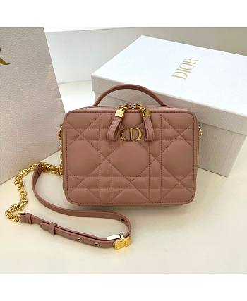 Dior Caro Box Bag With Chain In Pink Size 18 x 13 x 5 cm