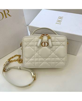 Dior Caro Box Bag With Chain In White Size 18 x 13 x 5 cm
