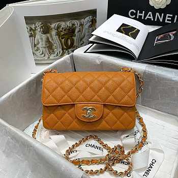 Chanel Flap Bag Caviar Orange Size 20 cm