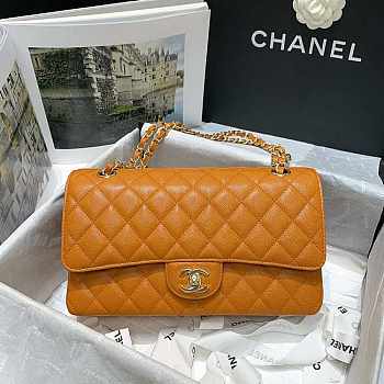 Chanel Flap Bag Caviar Orange Size 25 cm