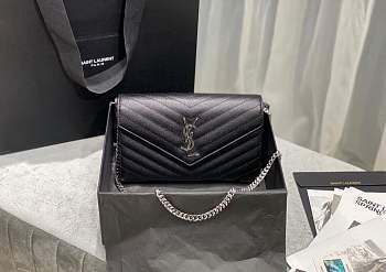 YSL Chain Bag In Silver Hardware Size 22 cm