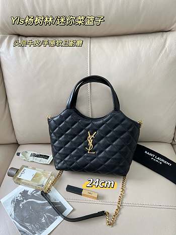 YSL Icare Shopping Black Bag Size 24 × 18 × 6 cm