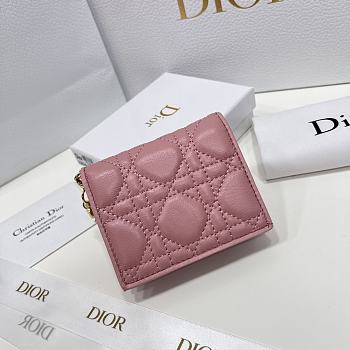 Dior CD Wallet In Pink Size 11 x 8.5 x 3 cm