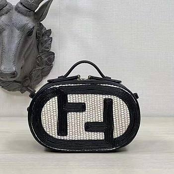 Fendi O Lock Mini Camera Case Straw Bag Size 12.5 x 7 x 21 cm