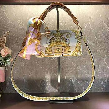 Fendi Baguette Fendace Quilted Silk Bag Size 15 x 6 x 27 cm