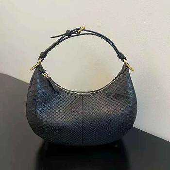 Fendi Fendigraphy Small Pale Black Python Leather Bag Size 24.5 cm