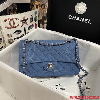 Chanel Denim Bllue Bag Size 25 cm