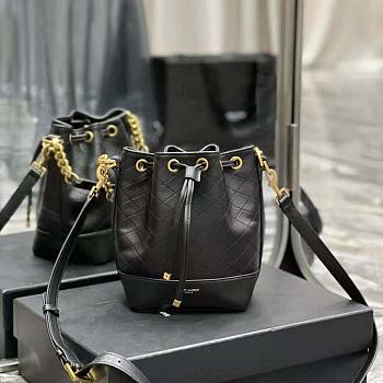 YSL Emmanuelle Small Bucket Bag in Quilted Lambskin Black Size 14.5 x 20 x 12 cm