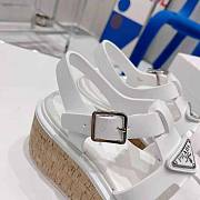 Prada Rubber Wedge Platform Sandals in 75mm Heel Height-White/Black - 4