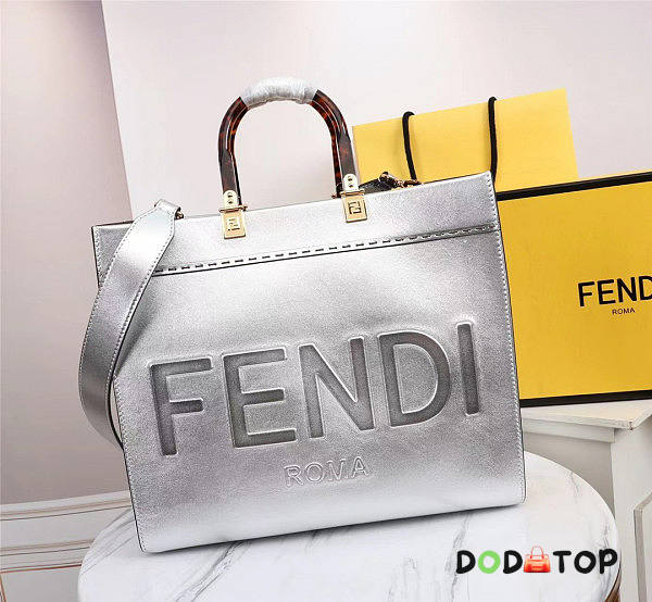 Fendi Sunshine Tote Silver Bag Size 36 x 17 x 31 cm - 1
