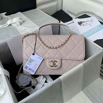  Chanel CC Flap Bag With top Handle Calfskin Light Pink Size 25 x 15 x 8 cm