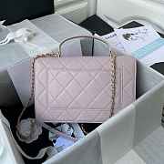  Chanel CC Flap Bag With top Handle Calfskin Light Pink Size 25 x 15 x 8 cm - 4