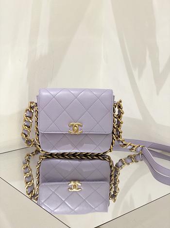 Chanel Flap Chain Bag iN Purple Size 20 × 18 × 3 cm