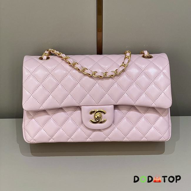 Chanel Flap Bag Lambskin Light Pink Gold Buckle Size 25 cm - 1