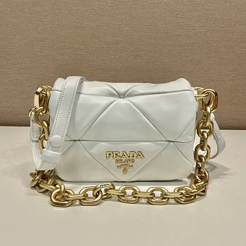 Prada System Nappa Patchwork Shoulder Bag White Size 21 x 15 x 6.5 cm