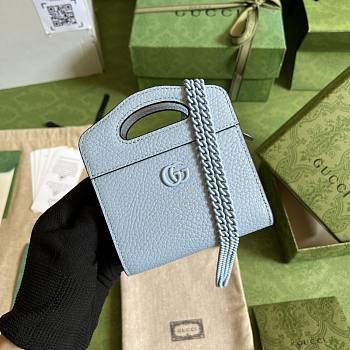 Gucci GG Marmont Top Handle Card Case Wallet Blue Size 11.5 x 12.5 x 2.5 cm