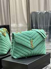 YSL Saint Laurent Loulou Medium Bag Y-Quilted Leather Green Size 32 x 27 x 11 cm  - 3