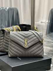 YSL Saint Laurent Loulou Medium Bag Y-Quilted Leather Gray Size 32 x 27 x 11 - 1