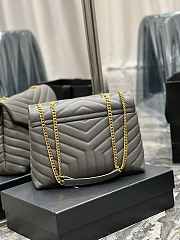 YSL Saint Laurent Loulou Medium Bag Y-Quilted Leather Gray Size 32 x 27 x 11 - 6