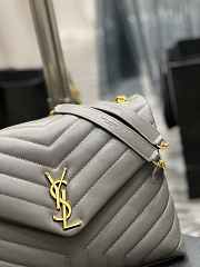 YSL Saint Laurent Loulou Medium Bag Y-Quilted Leather Gray Size 32 x 27 x 11 - 4