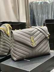 YSL Saint Laurent Loulou Medium Bag Y-Quilted Leather Gray Size 32 x 27 x 11 - 2