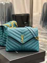 YSL Saint Laurent Loulou Medium Bag Y-Quilted Leather Pine Green Size 32 x 27 x 11  - 1