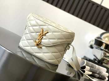 YSL June Box Bag In Quilted Patent Leather White Size 19 x 15 x 8 cm