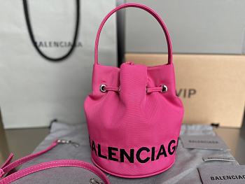 Balenciaga Canvas Bucket Bag Pink Size 21 x 18 x 15 cm
