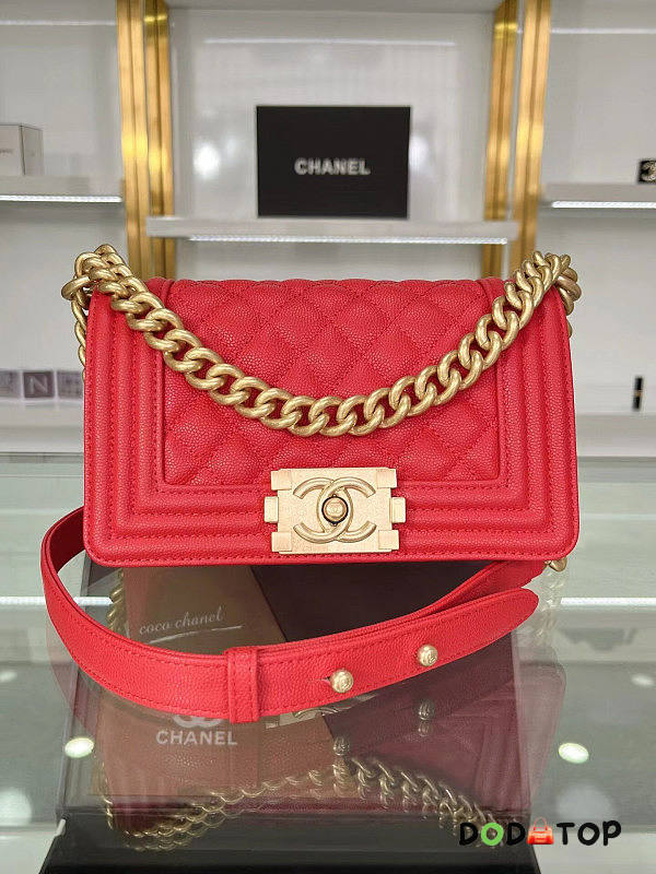 Chanel Boy Bag In Red Gold Hardware Size 20 cm - 1