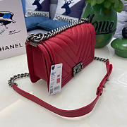 Chanel Boy Bag In Red Silver Hardware Size 25 cm - 5