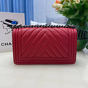 Chanel Boy Bag In Red Silver Hardware Size 25 cm - 4