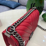 Chanel Boy Bag In Red Silver Hardware Size 25 cm - 3