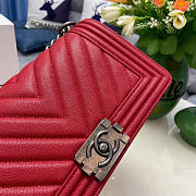 Chanel Boy Bag In Red Silver Hardware Size 25 cm - 2