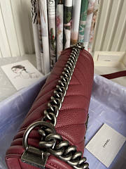 Chanel Boy Bag In Dark Red Silver Hardware Size 25 cm - 6