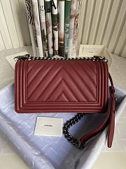 Chanel Boy Bag In Dark Red Silver Hardware Size 25 cm - 4