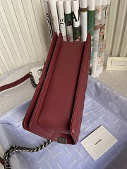Chanel Boy Bag In Dark Red Silver Hardware Size 25 cm - 3