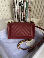Chanel Boy Bag Cheveron In Dark Red Gold Hardware Size 20 cm - 6