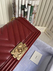Chanel Boy Bag Cheveron In Dark Red Gold Hardware Size 25 cm - 6