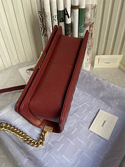 Chanel Boy Bag Cheveron In Dark Red Gold Hardware Size 25 cm - 5