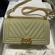Chanel Boy Bag Caviar Green Gold Hardware Size 25 cm - 1