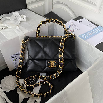 Chanel Flap Handle Bag Black Size 20.5 x 15 x 8 cm