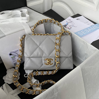 Chanel Flap Handle Bag Grey Size 20.5 x 15 x 8 cm