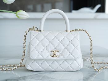 Chanel Coco Handle Bag White Size 19 cm