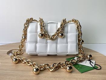 Botega Venata Gold Chain Cassette Crossbody Bag White Size 27 x 10 x 18 cm