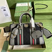 Gucci Small Canvas Top Handle Bag In Gray/Black Leather Size 27 x 18 x 14 cm - 1